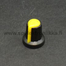 Potentiometrin nuppi 6mm akselille osoittimella "push to fit" KELTAINEN