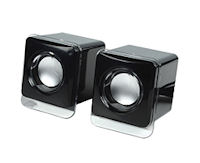 "USB -kaiuttimet", (virta USB liittimen kautta), mustat, volumes��t�
