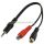 3.5mm stereo / 2 x RCA naaras adapteri johto n. 0.20m