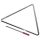 Triangelit muovipehmikkeellä oleva lyöntirauta ja triangelissa "oikea" naru