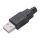 USB A uros liitin nopeasti  koottava malli musta muovikuori juotettava