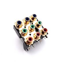 Kullattu RCA paneeli piirilevylle 9 -osainen 3 x PU / 3 x VI / 3 x SI RGB värit - POISTOSSA
