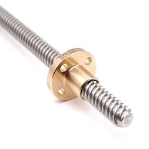 T8 Johtoruuvi mutterilla, 500 mm, nousu 8 mm, pitch 2 mm, rosteri