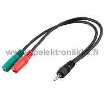 Kuulokemikrofoni TRRS adapteri 3.5mm 4 -osainen stereoplugi / 2 x 3.5mm stereojakki adapterijohto