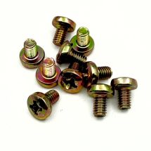 Koneruuvi metallia keltapassivoitu ristipääkanta 4 x 6 mm, 10kpl