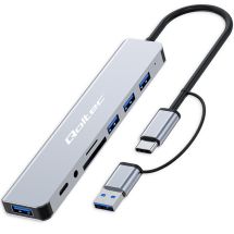 USB-hubi, USB-C - USB-A, 8 in 1, kortinlukija ja TRRS-kuulokelähtö