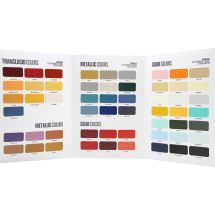NitorLACK colour chart, actual lacquer painted on wood of all colours available