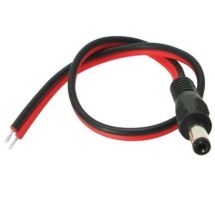 DC plugi 2.1mm / 5.5 mm johdolla, metalliosa 9 mm