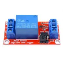 Relekortti relemoduuli optoerottimella, 1 x 5V rele 1xvaihto, liipaisu valittavissa
