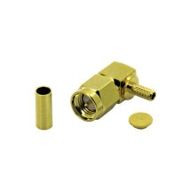 SMA -uros kulma puristettava RG-174/316 kaapelille kullattu, Suhner.