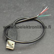 USB A uros vapaat johdonpäät pituus n. 28 - 30 cm