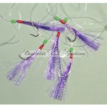 Viiden perhon rigi malli 6, koukut 2# violetti / kimalle