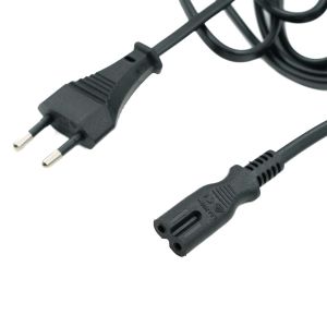 Verkkojohto kahdeksikkopää, laitejohto, 3 m musta