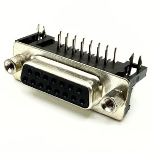 D15-naarasliitin piirilevylle - kulma