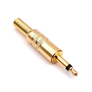 Monoplugi 3.5 mm, metallia, sileä, kullattu, taivutussuojalla