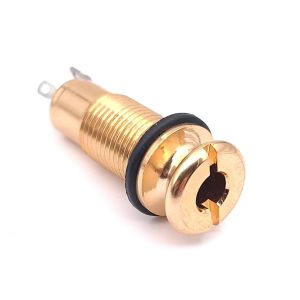 Stereojakki 6.3 mm hihnanupilla, kulta, puuhun kierrettävä, tiheä kierre