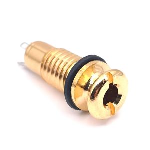 Stereojakki 6.3 mm hihnanupilla, kulta, puuhun kierrettävä, harva kierre