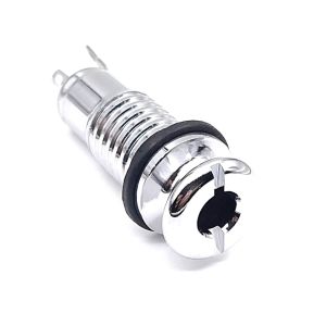 Stereojakki 6.3 mm hihnanupilla, kromi, puuhun kierrettävä, harva kierre