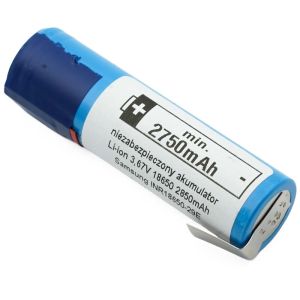 Samsung 18650 Li-ion akku juotosliuskoilla - ilman suojapiiriä