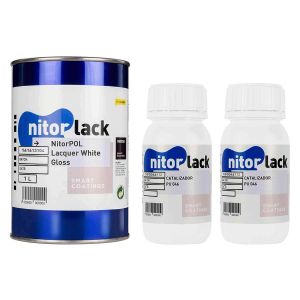 NitorLACK NitorPOL polyurethane lacquer, white gloss - 1000ml can + 500ml hardener