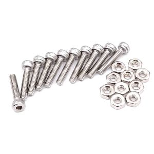 Koneruuvi + mutterisetti M2 x 10 mm, 10 kpl, rosteri