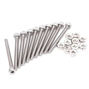 Koneruuvi + mutterisetti M2 x 20 mm, 10 kpl, rosteri