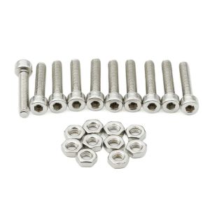 Koneruuvi + mutterisetti M4 x 20 mm, 10 kpl, rosteri