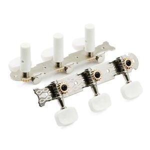 UT guitar parts viritin klassiselle kitaralle, 3R+3L, kromi / valkoinen