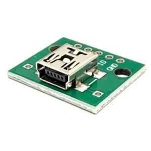 Mini USB A naaras adapterikortti piirilevyllä voi kiinnittää laitteeseen