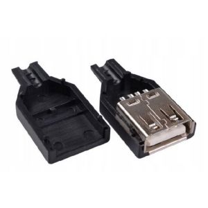USB A naaras johtoon, juotettava