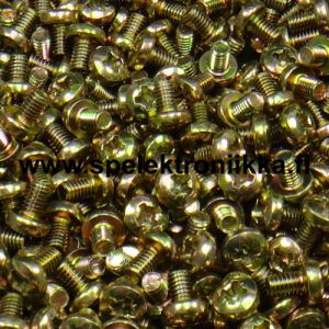 Koneruuvi metallia keltapassivoitu ristipääkanta 4 x 6 mm, 10kpl