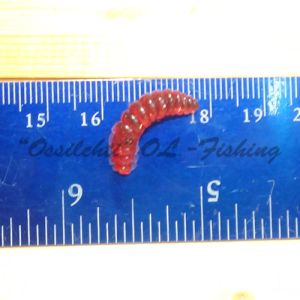 Larva maggot UV sensitive red size approx. 20 mm sold in 10 bags
