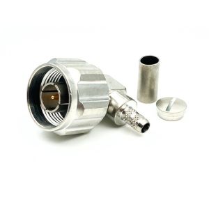 N uros kulma RG-58 -kaapelille, crimp