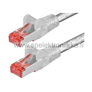 Patch kaapeli verkkokaapeli RJ-45, 0.5m suora latch protect SFTP CAT6 harmaa