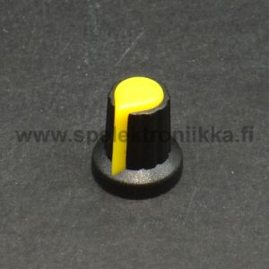 Potentiometrin nuppi KELTAINEN 6mm akselille osoittimella "push to fit"