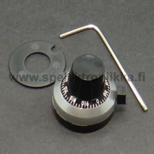 Potentiometrin nuppi monikerrospotentiometrille 6.3 mm akselille