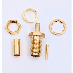 SMA -naaras jatko puristettava RG-174, kullattu