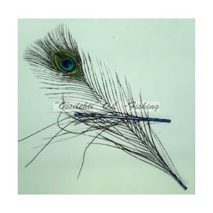 Riikinkukon värjätty silmähöyhen (35cm + alaosa) x 2, Tumma Sinivihreä TFH™
