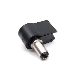 DC-plugi, 2.5 / 5.5 mm, kulmamalli, metalliosa 9 mm