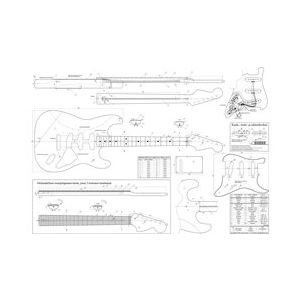 Stratocaster -tyylisen kitaran soitinpiirustus