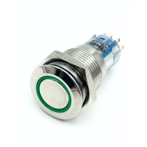 Painokytkin, 1 x vaihto metallia vihreä LED ympärillä , METPKVI (latch) IP67