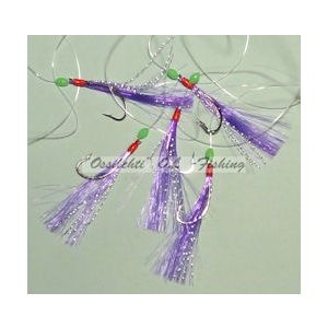 Viiden perhon rigi malli 6, koukut 2# violetti / kimalle