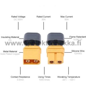 XT-60H liitinpari suojalla 1 x XT60H uros ja 1 x XT60H naaras